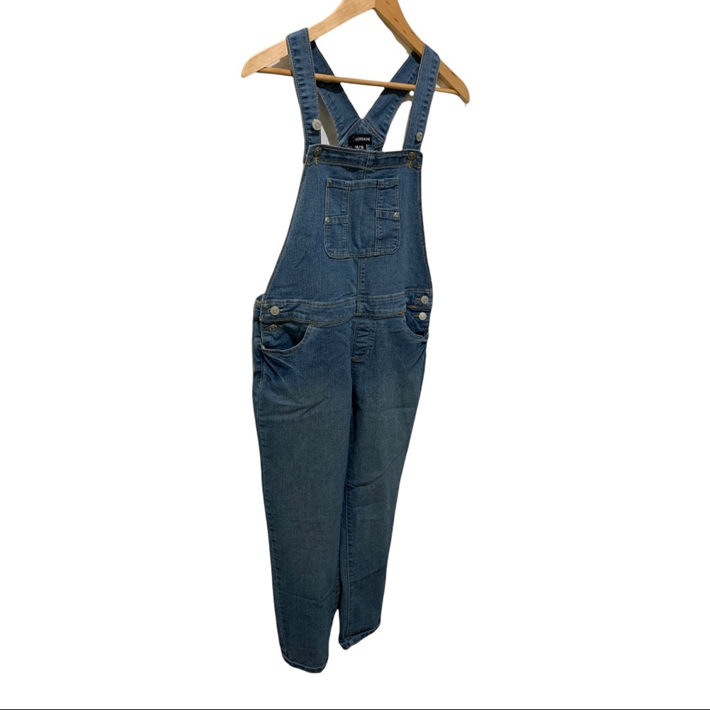 VINTAGE Y2K JORDACHE MEDIUM WASH BLUE DENIM LONG OVERALLS - Picture 3 of 16